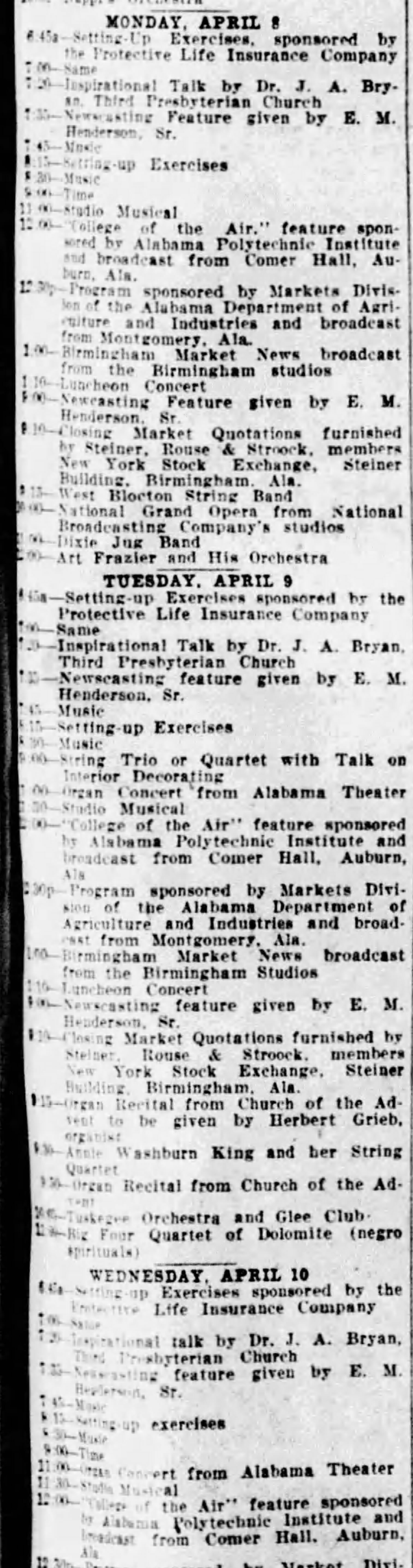 Monday-Wednesday morning WAPI Radio